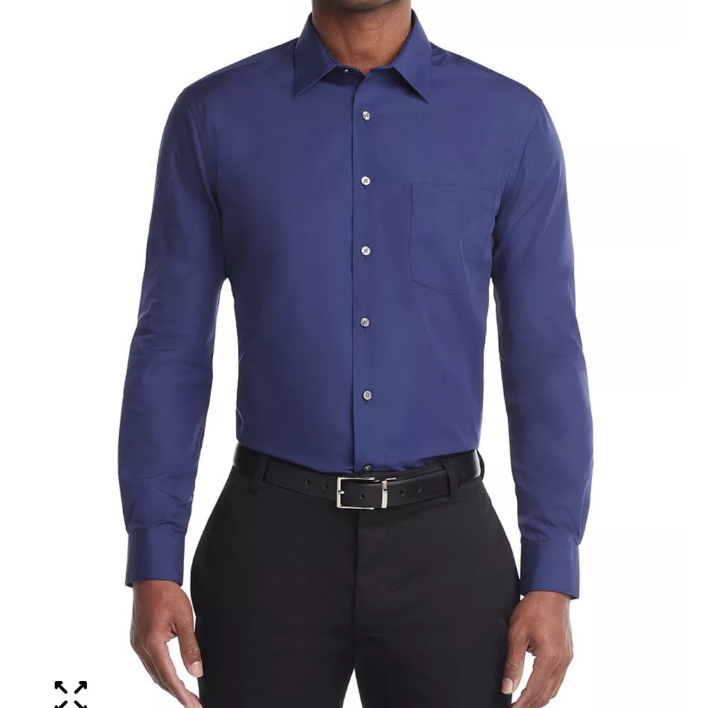 NWT VAN HEUSEN Sz 17 34-35 Mens Reg Fit/Wrinkle Free Persian Blue Dress Shirt